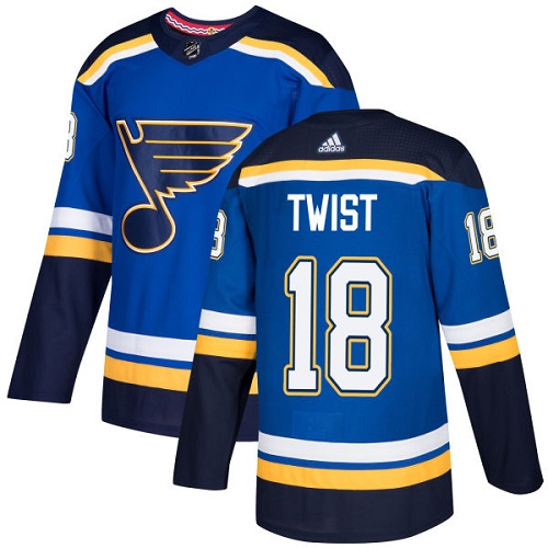 Adidas Blues #18 Tony Twist Blue Home Authentic Stitched NHL Jersey - Click Image to Close